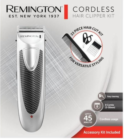 Remington Επαναφορτιζόμενη Κουρευτική Μηχανή Ασημί HC4110