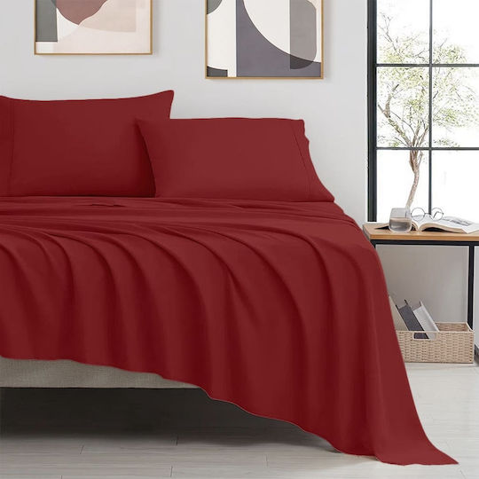 Ariete Duvet Cover Set Cotton Queen with 2 Pillowcases 240x260 Satinport Burgundy