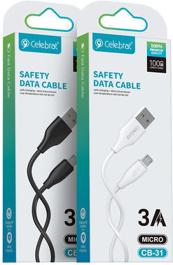 Celebrat 1m Regular USB 2.0 to micro USB Cable White (CB-31A-M-WH)