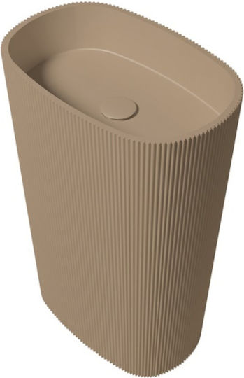 Zen-On Standwaschbecken Porzellan mit Wasserhahn 55x36x85cm Coffee