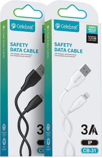 Celebrat Regular USB-A la Cablu Lightning 15W Alb 1m (CB-31A-L-WH)