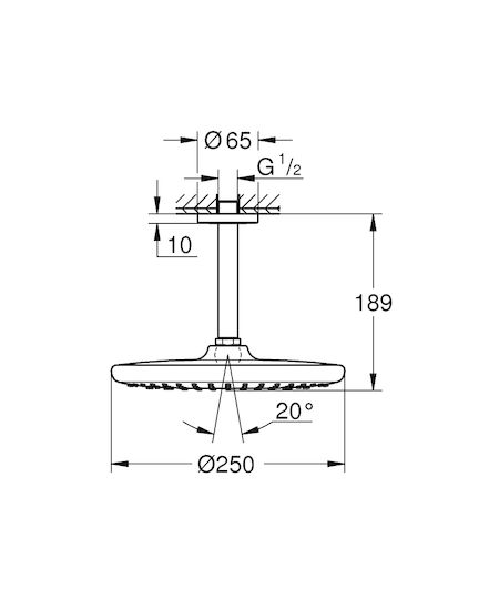 Grohe Tempesta 250 Στρογγυλή Κεφαλή Ντουζ 18.9cm