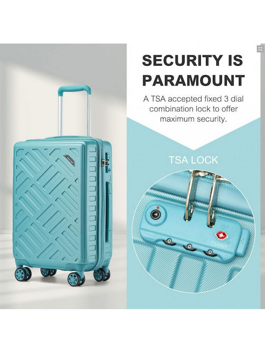 Miss Lulu Cabin Hard Suitcase Blue with 4 Wheels Height 55cm