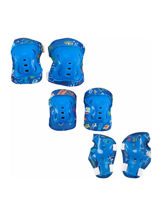 Set de protecție cu cască Action One, 7 piese, mărimea M, albastru