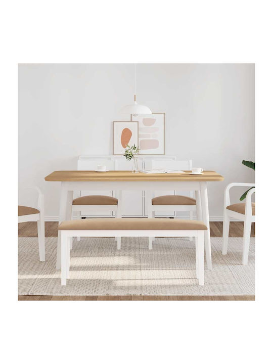 Dining Room Bench with Wooden Surface White 110x30x46.5cm