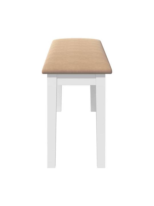 Dining Room Bench with Wooden Surface White 110x30x46.5cm