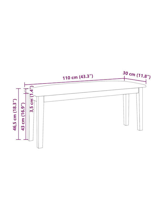 Dining Room Bench with Wooden Surface White 110x30x46.5cm