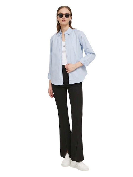 Hugo Boss Women's Long Sleeve Shirt Light Pastel Blue