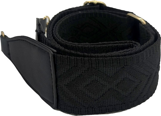 Adjustable Bag Strap 5cm Crossbody or Shoulder Gold Metal Hook Solid Color Diamonds Black