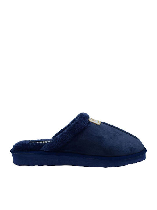 Winter Women's Slippers with Fur Blue