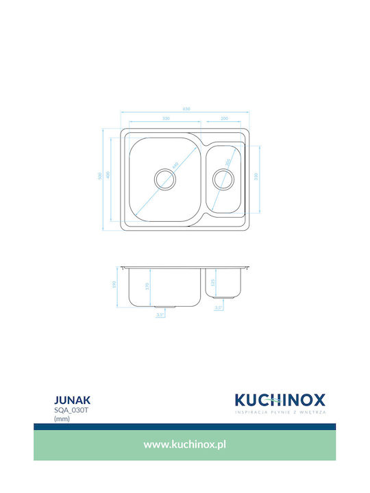 Kuchinox Drop-In Chiuvetă Inox Periat L63xW50cm Argintiu