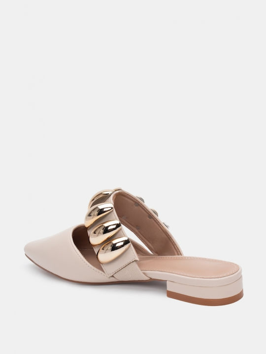 Luigi Heel Mules Beige