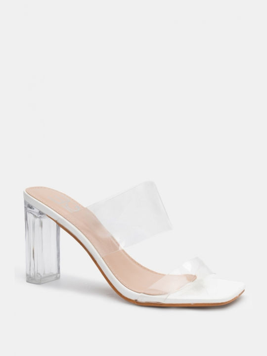 Luigi Heel Mules White