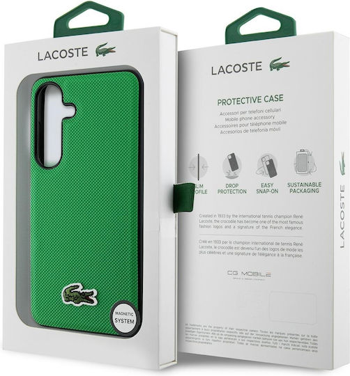 Lacoste Iconic Petit Pique Woven Logo Umschlag Rückseite Kunststoff / Silikon Grün (Galaxy S25+)