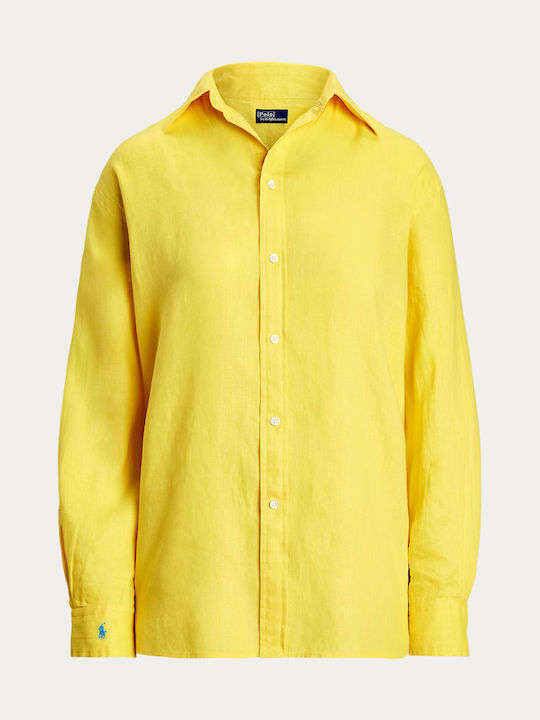 Ralph Lauren Women's Linen Long Sleeve Shirt Yellow