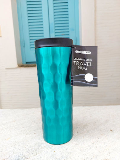 Dream House Trendy Ποτήρι Θερμός Ανοξείδωτο 500ml Πράσινο Σμαραγδί με Επιστόμιο