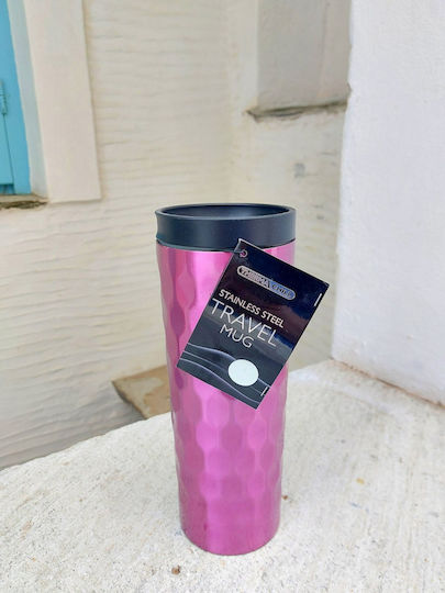 Dream House Trendy Glass Thermos Stainless Steel 500ml Magenta with Mouthpiece