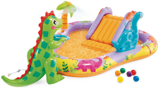 Intex Dino Kinder Schwimmbecken PVC 159l Aufblasbar 201x157x69cm