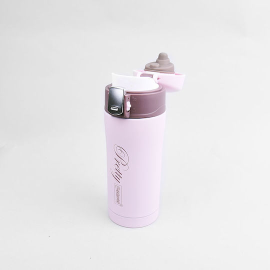 Maestro MR-1643 Glass Thermos Stainless Steel 300ml Pink with Mouthpiece
