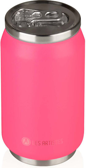 Les Artistes Pull Can'it Ποτήρι Θερμός Ανοξείδωτο 280ml Fuschia με Λαβή και Καλαμάκι