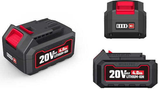 WorkPro Μπαταρία Εργαλείου Λιθίου 20V με Χωρητικότητα 4Ah