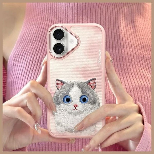 Nimmy Große Augen Rückseite Silikon Kunststoff Wasserdicht Rosa Ragdoll iPhone 16