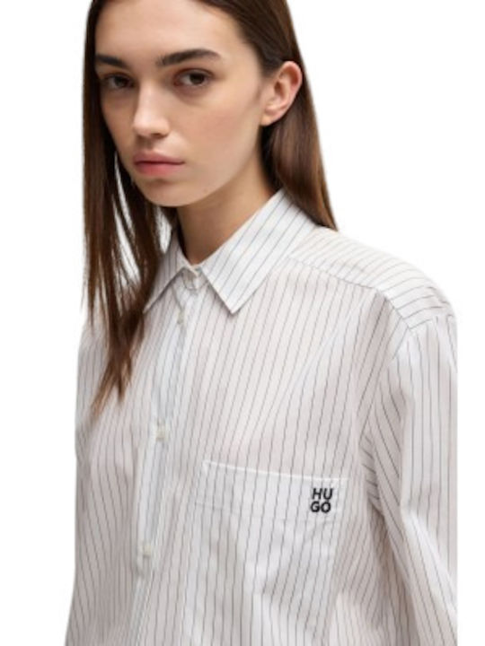 Women's Long Sleeve Shirt White-Black