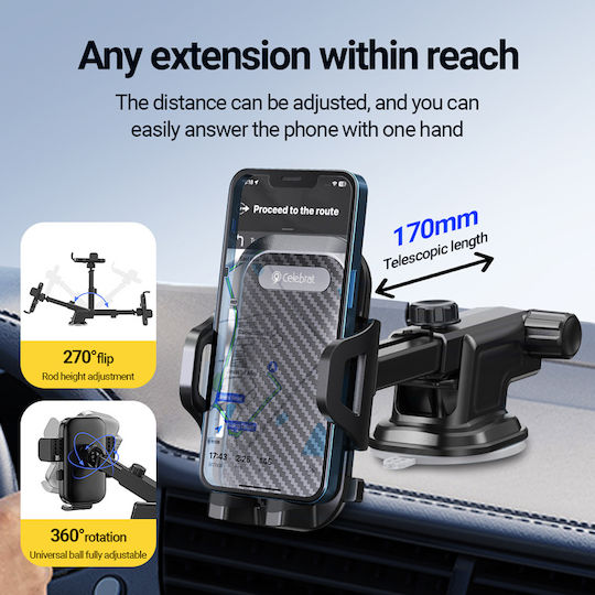 Celebrat Car Mobile Mount with Adjustable Hooks Black