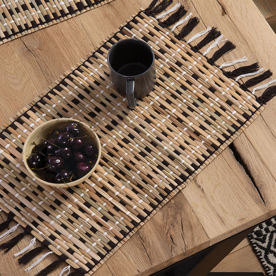 Nef-Nef Homeware Straw Σουπλά Ψάθινο Καφέ-Μαύρο 48x33cm
