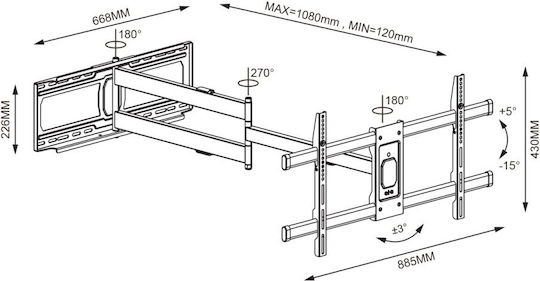 Techly Ica-plb ICA-PLB 721 Стойка за телевизор Стенен до 80"