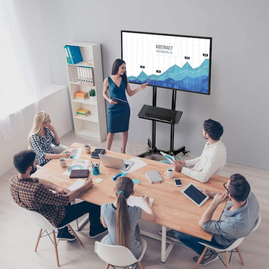 Techly Multifunction Mobile TV Stand Trolley Wheeled Floor TV Mount 37" 70" Shelf & Camera Holder
