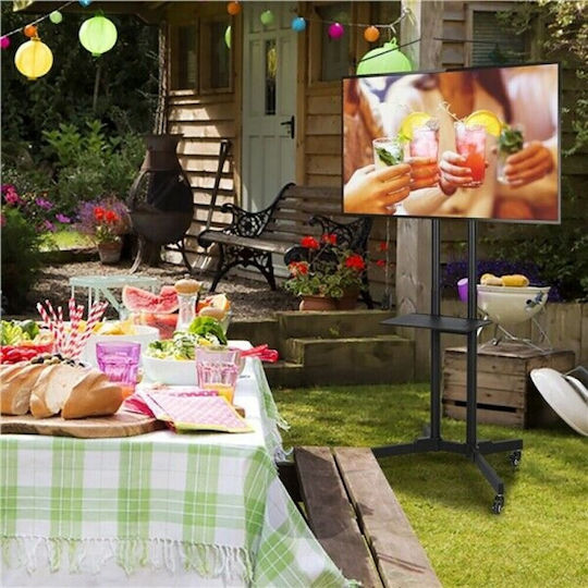 Techly Multifunction Mobile TV Stand Trolley Wheeled Floor TV Mount 37" 70" Shelf & Camera Holder