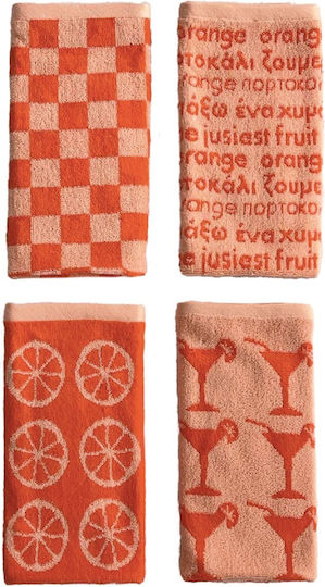 Palamaiki Jack101 Towel from 100% Cotton in Orange Color 40x60cm 4pcs