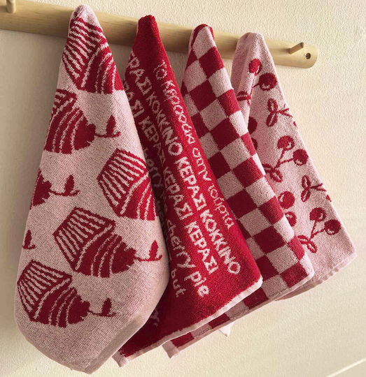 Palamaiki Jack103 Towel from 100% Cotton in Red Color 40x60cm 4pcs Palamaiki Jack103 Towel from 100% Cotton in Red Color 40x60cm 4pcs