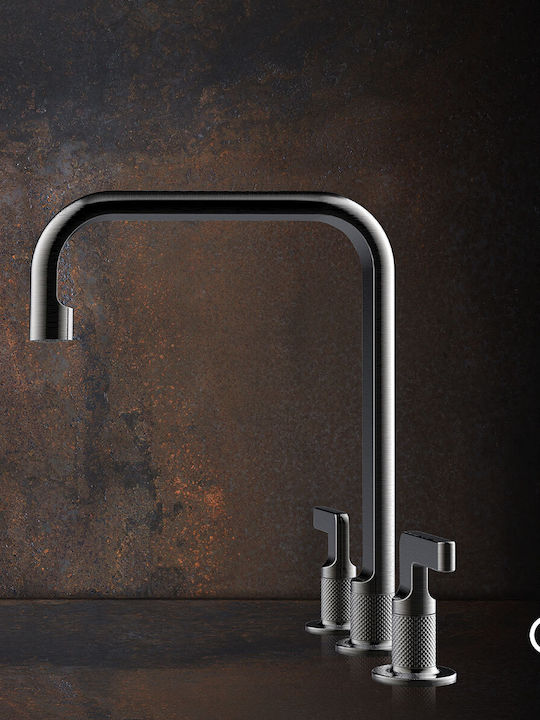 Gessi Inciso Kitchen Faucet Counter Black Brushed Metal