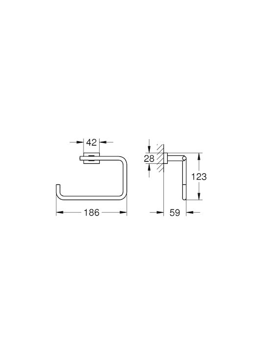 Grohe Essentials Cube Κρίκος Μπάνιου Μονός με Βίδες Inox Ασημί