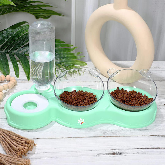 Linomag Bol Automat Din Plastic Pentru Mâncare Și Apă Pentru Câine Și Pisică 2 x 500ml 37x24x15cm
