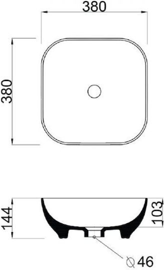 Orabella Square 02 Countertop Sink Porcelain 38x38x14.4cm Brown Matt