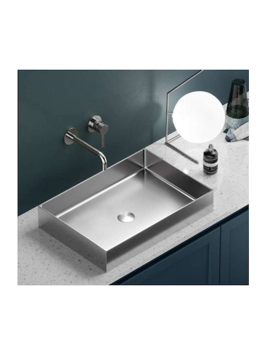 Karag Saturn Επικαθήμενος Νιπτήρας Inox 55x38x10cm Brushed Steel