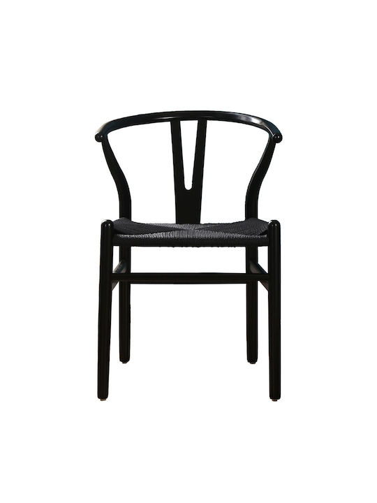 Bone Dining Room Wooden Chair Black Velvet-Black Metal 57x53x76cm