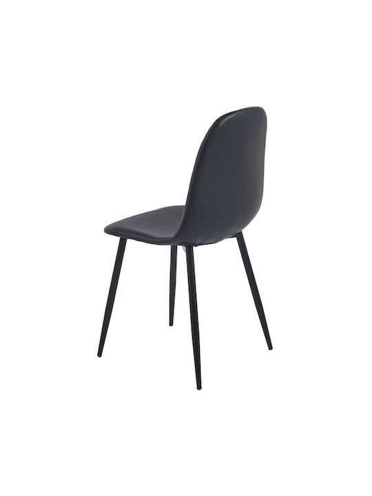 Lina Chair H84x43x40cm Metal Legs Black Faux Leather