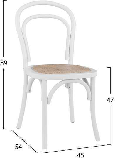 Aliyah Cafe Wooden Chair White 45x54x89cm