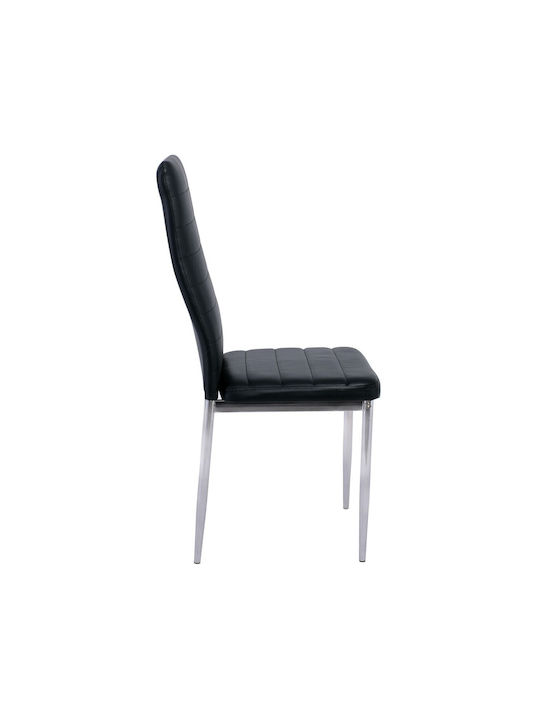 Jetta Kitchen Artificial Leather Chair Black Velvet-Black Metal 40x50x95cm 6pcs