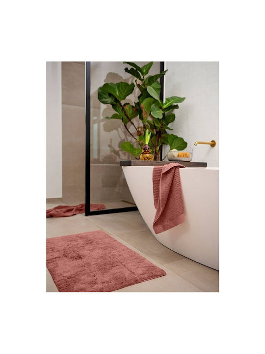 Zone Denmark Badematte Baumwolle Rechteckig Tiles 33433 Peach Red 80x50cm
