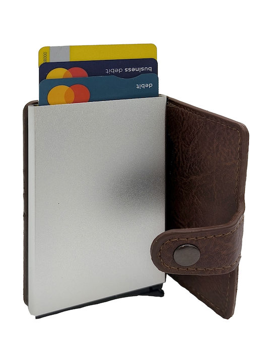 Δερμάτινο Ανδρικό Πορτοφόλι με RFID και Μηχανισμό Slide Καφέ