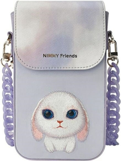 Nimmy Set 3in1 Phone Bag + Wallet + Locator Case Purple Big Eyed Pet 2.0 Rabbit