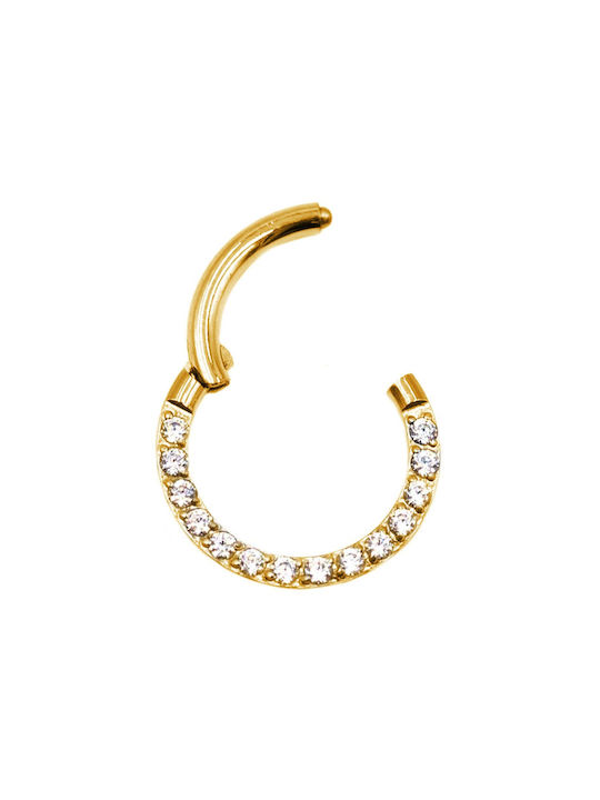 Poco Loco Body Earring Hoop Titanium Gold Plated with Stones