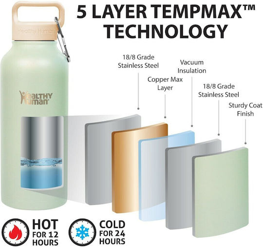 Healthy Human Stein Bottle Thermos Stainless Steel BPA Free 621ml Peppermint