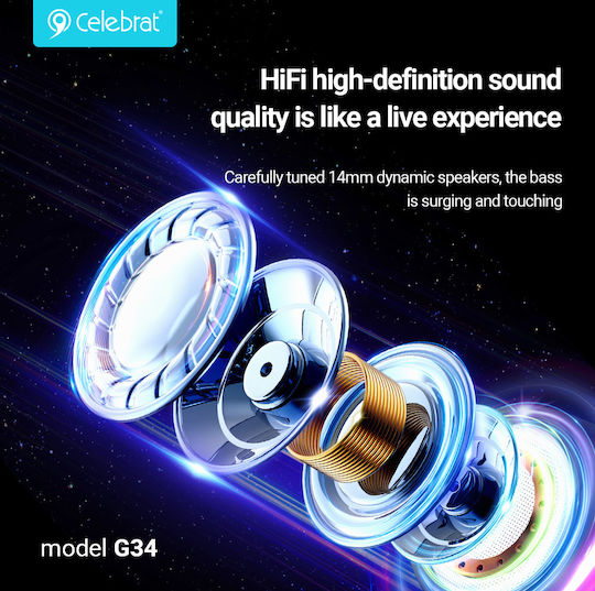 Celebrat G34-WH Безжични Стерео с жак 3.5mm Бял