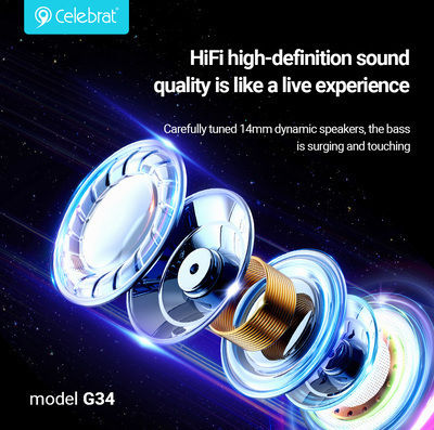 Celebrat G34-WH Безжични Стерео с жак 3.5mm Бял